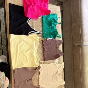 Colorful Tank and Crop Top Collection 7 total and 2 with tags.  Small and XS